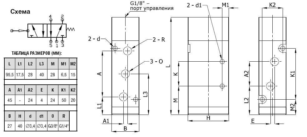 Пневмораспределитель на схеме